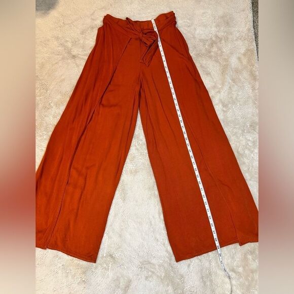 Pull & Bear tie front rust orange palazzo pants - Picture 4 of 6